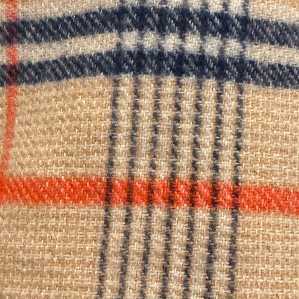 Plaid Beige and Blue Scarf - Picture 3 of 5